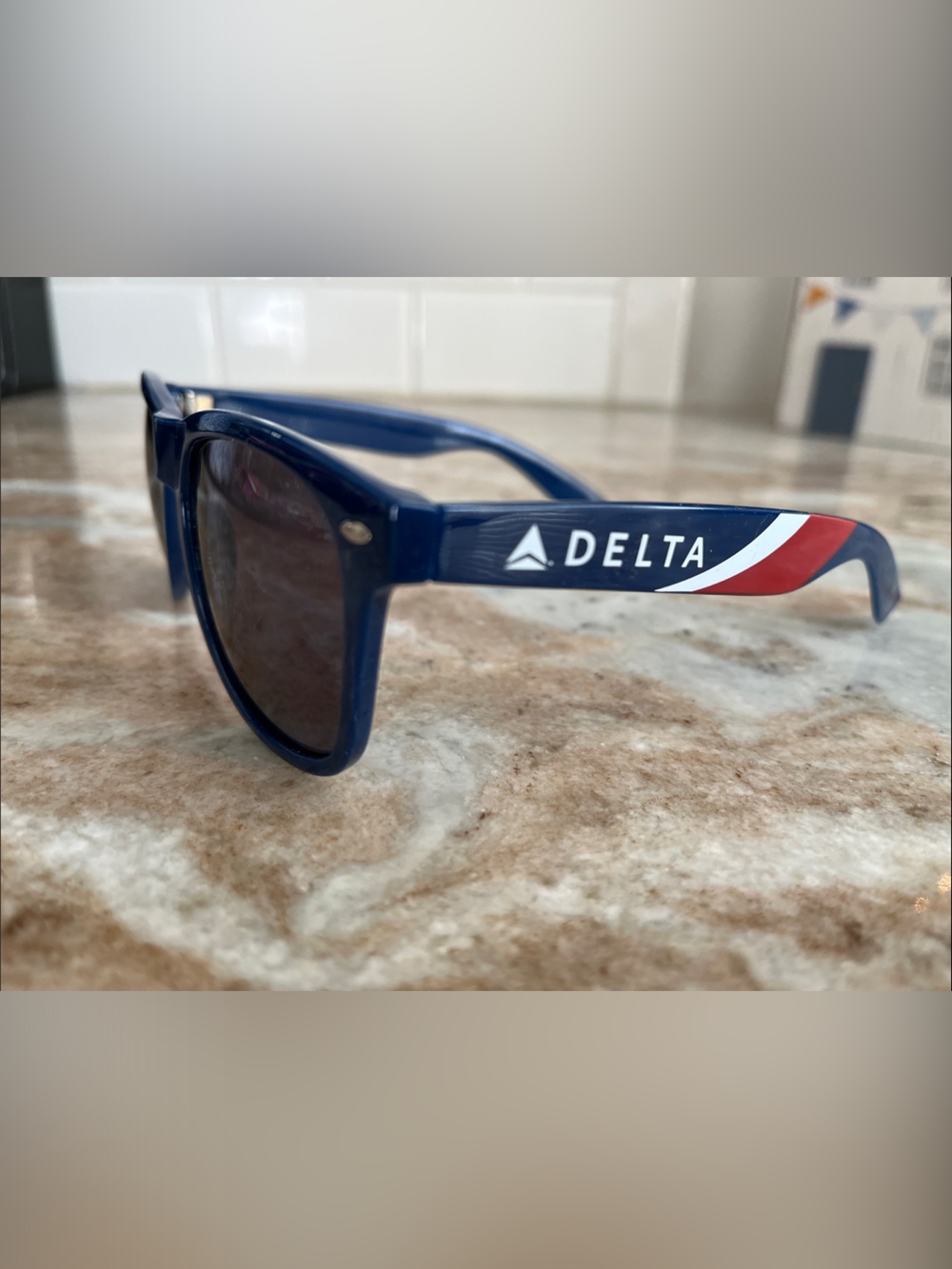 Delta Navy Sunglasses with Red and White Accent